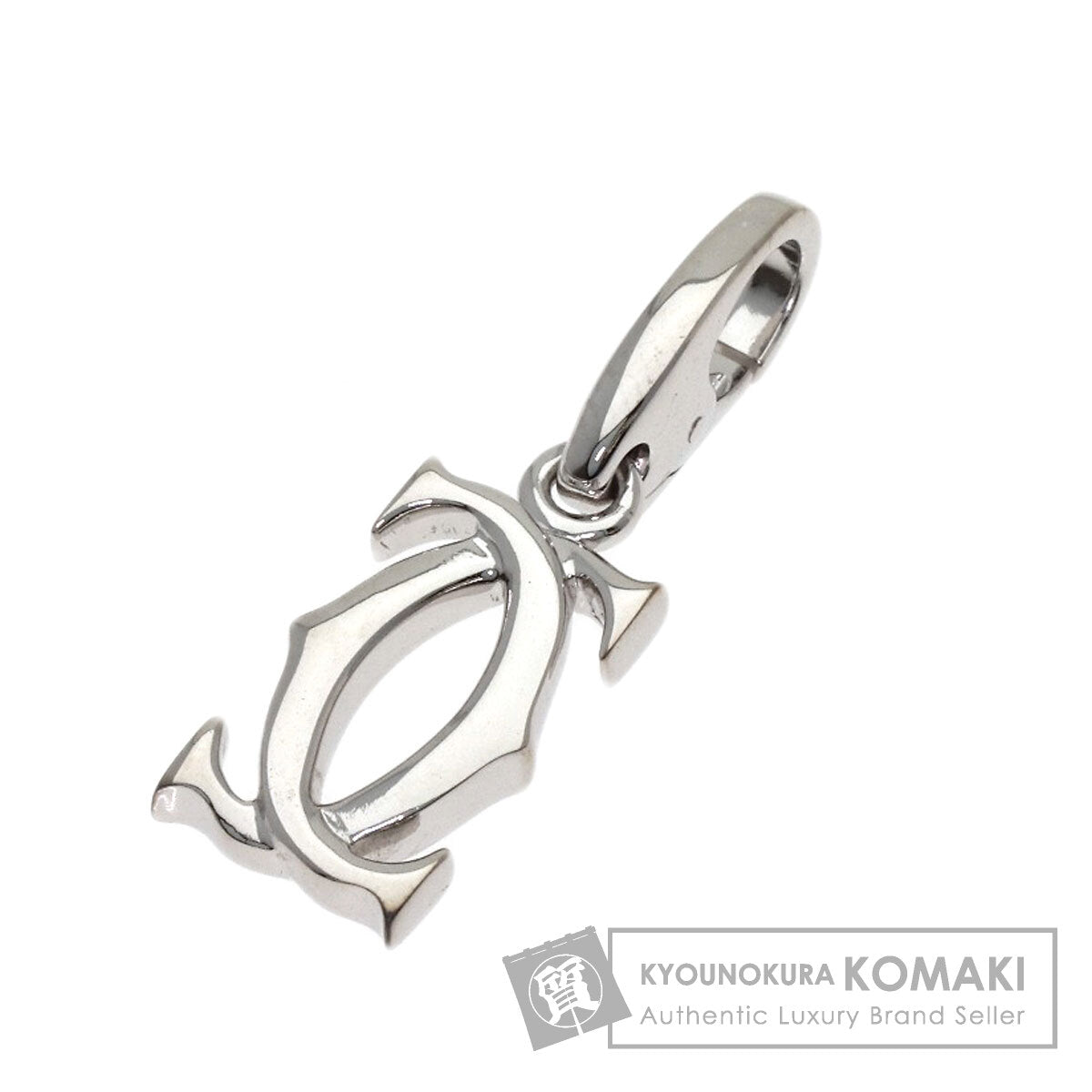 CARTIER 2C charm Pendant top K18 White Gold Ladies [Used]