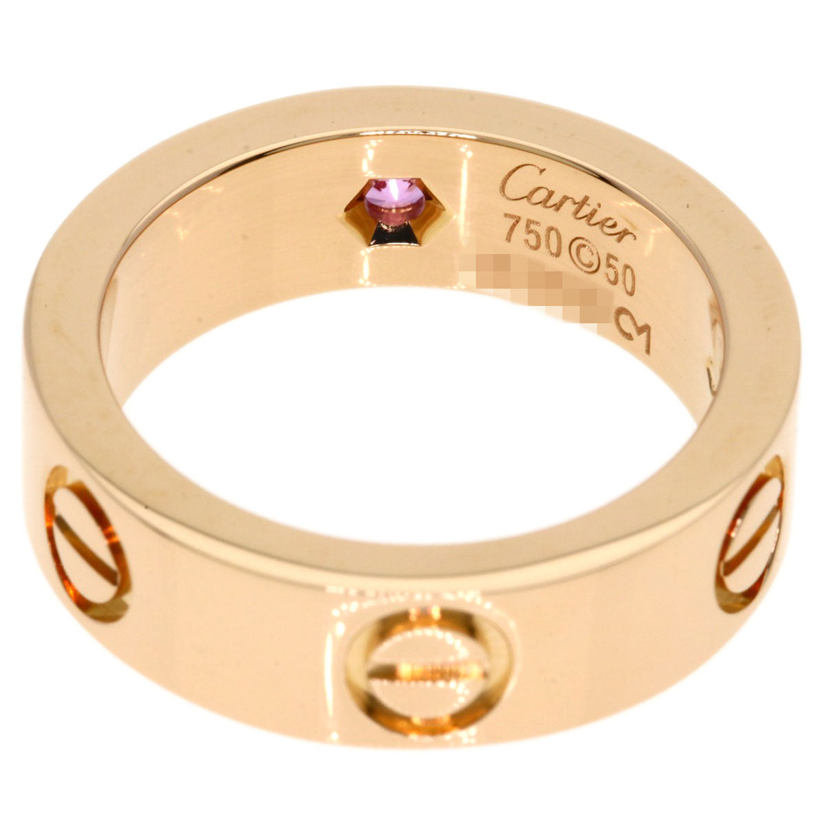 CARTIER love ring pink sapphire # 50 Ring K18 Pink Gold Ladies [Used]