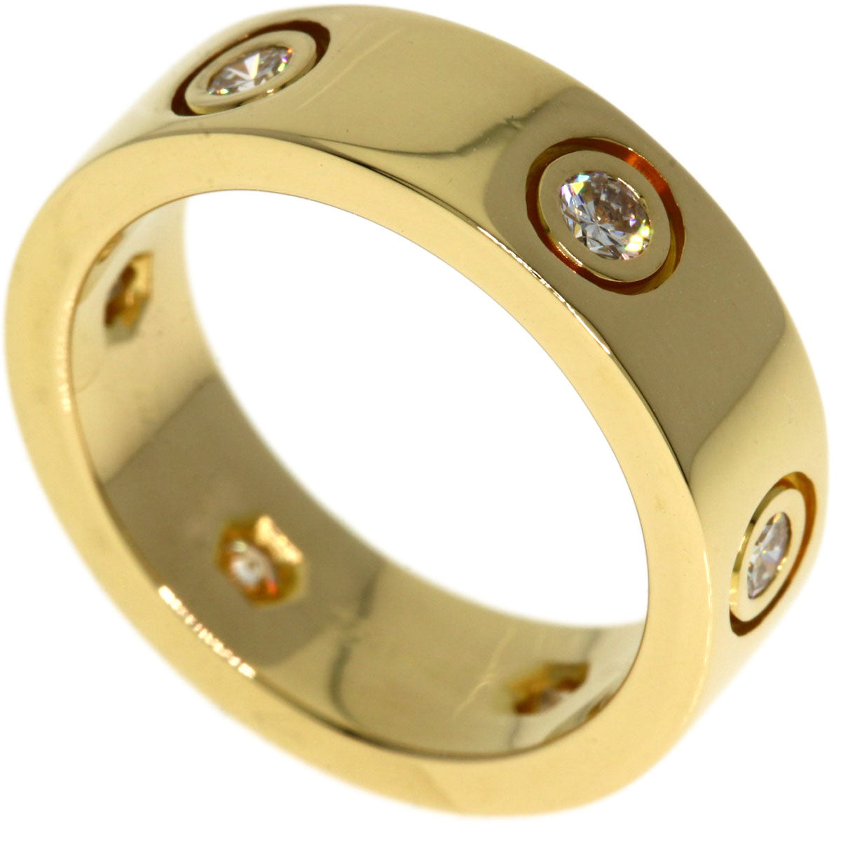 CARTIER love ring full Diamond # 47 Ring K18 Yellow Gold Ladies [Used]