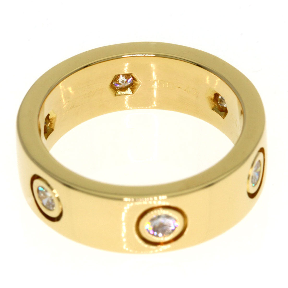 CARTIER love ring full Diamond # 47 Ring K18 Yellow Gold Ladies [Used]