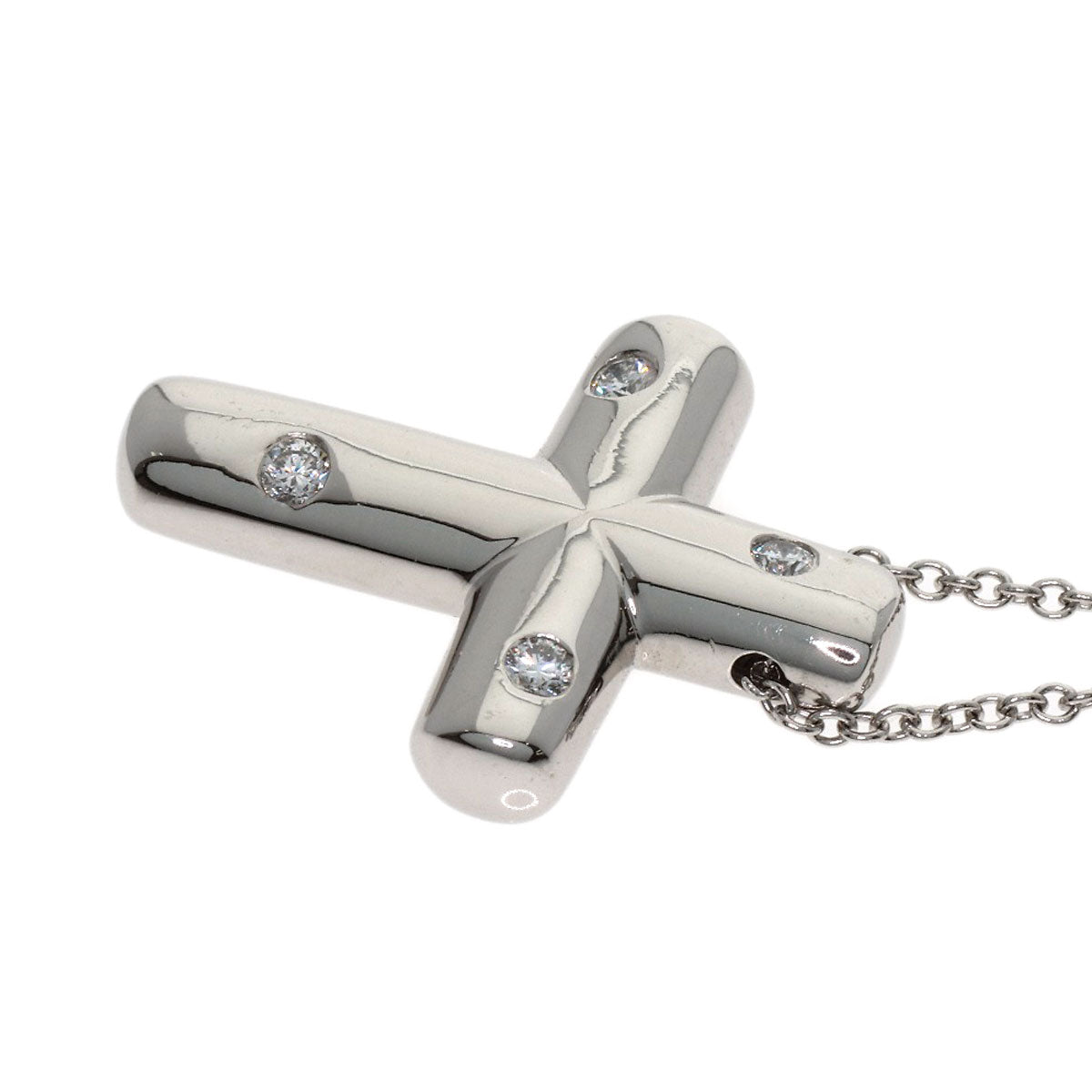 TIFFANY&Co. Dots Cross Diamond Necklace Platinum PT950 Ladies [Used]