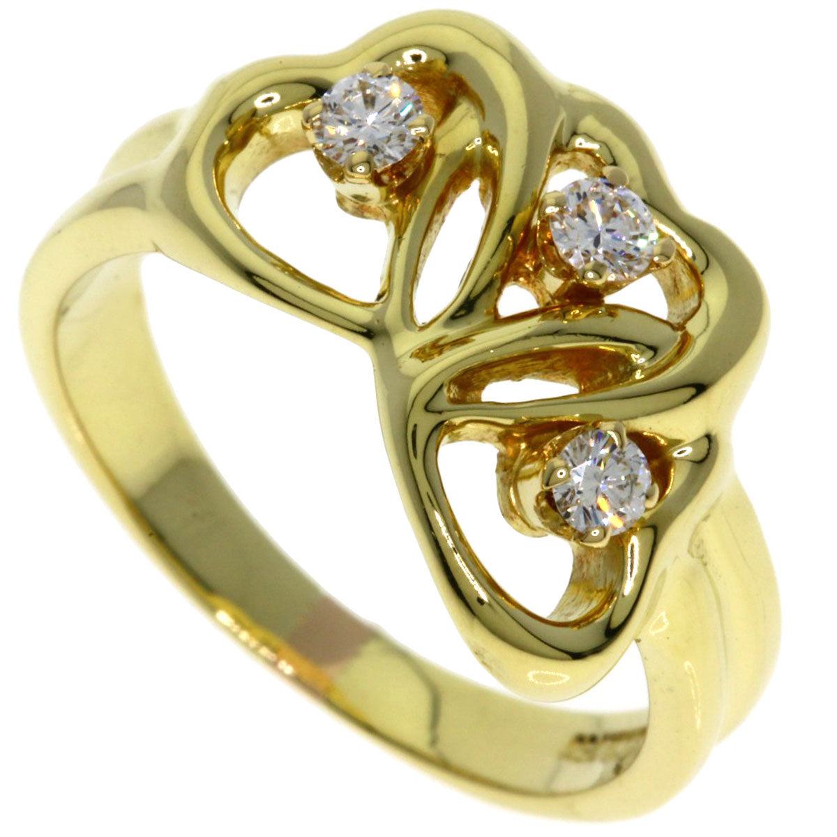 TIFFANY&Co. Triple Heart 3P Diamond Ring K18 Yellow Gold Ladies [Used]
