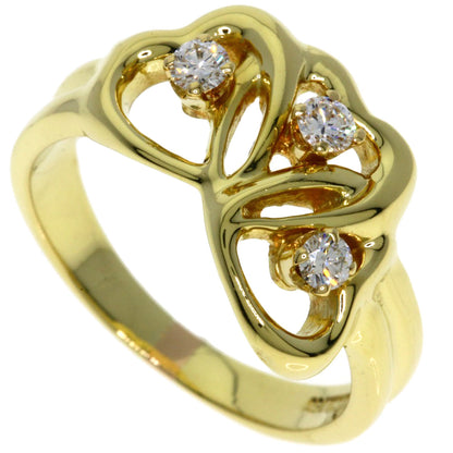TIFFANY&Co. Triple Heart 3P Diamond Ring K18 Yellow Gold Ladies [Used]