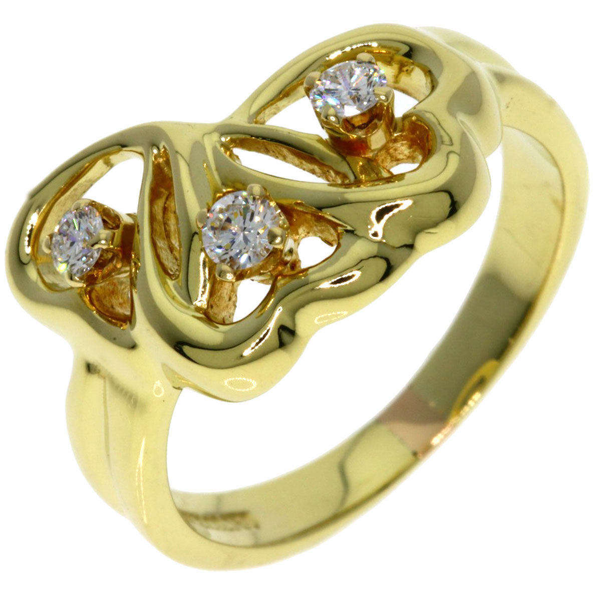 TIFFANY&Co. Triple Heart 3P Diamond Ring K18 Yellow Gold Ladies [Used]