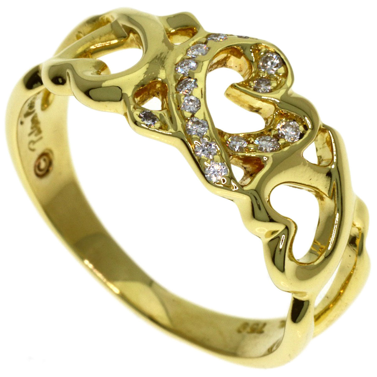 TIFFANY&Co. Triple Loving Heart Diamond Ring K18 Yellow Gold Ladies [Used]