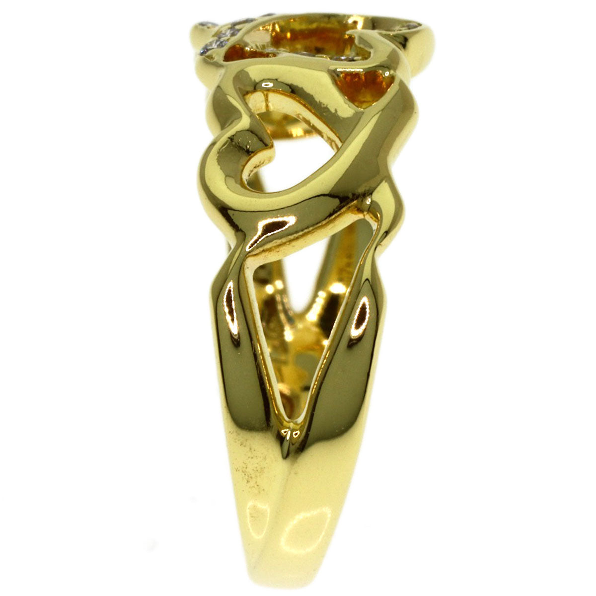 TIFFANY&Co. Triple Loving Heart Diamond Ring K18 Yellow Gold Ladies [Used]