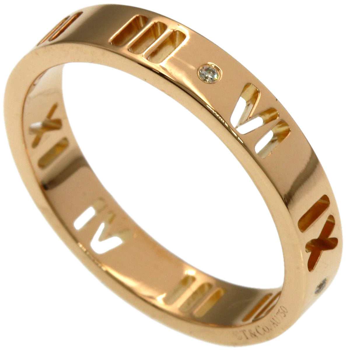 TIFFANY&Co. Atlas Pierced 4P Diamond Ring K18 Pink Gold Ladies [Used]