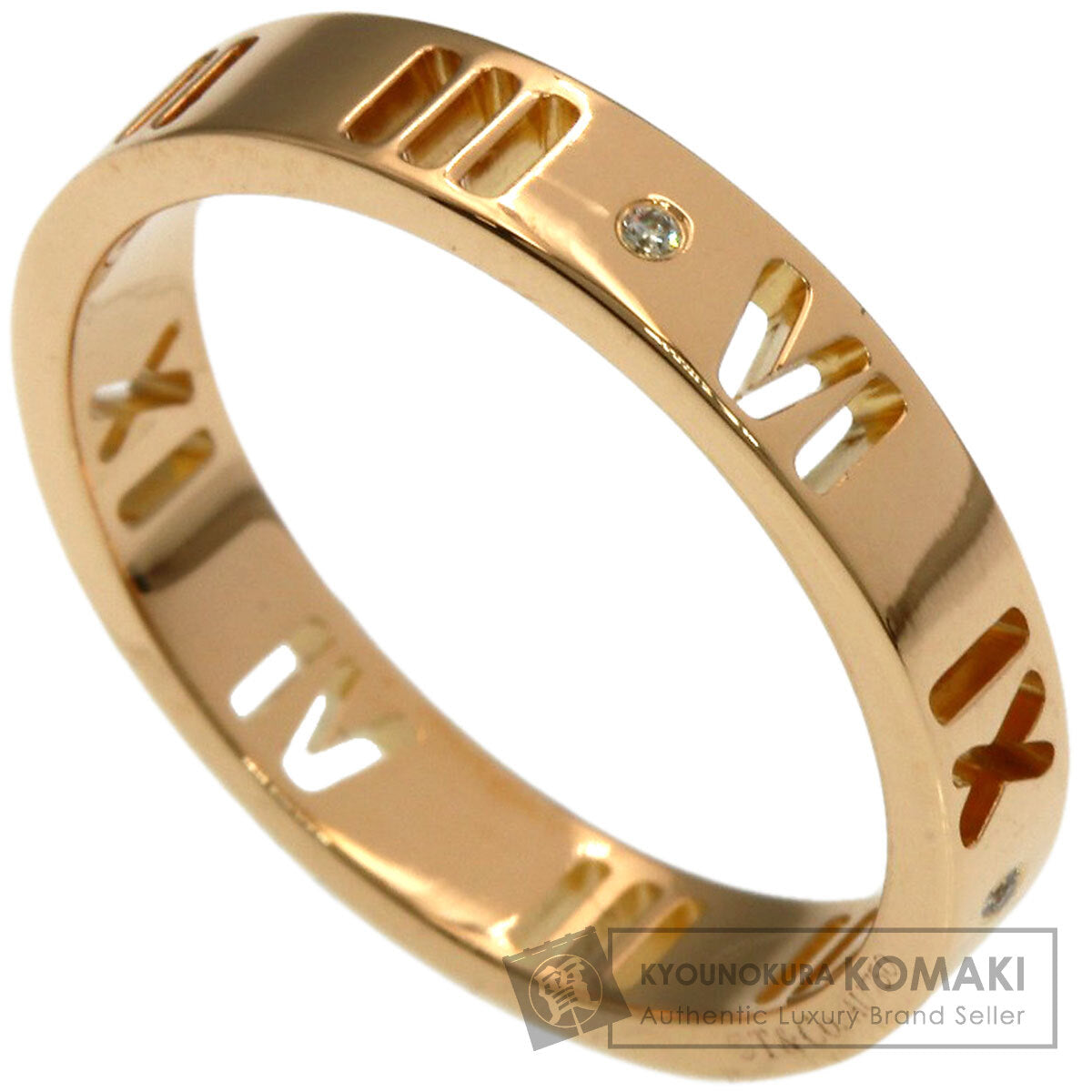 TIFFANY&Co. Atlas Pierced 4P Diamond Ring K18 Pink Gold Ladies [Used]