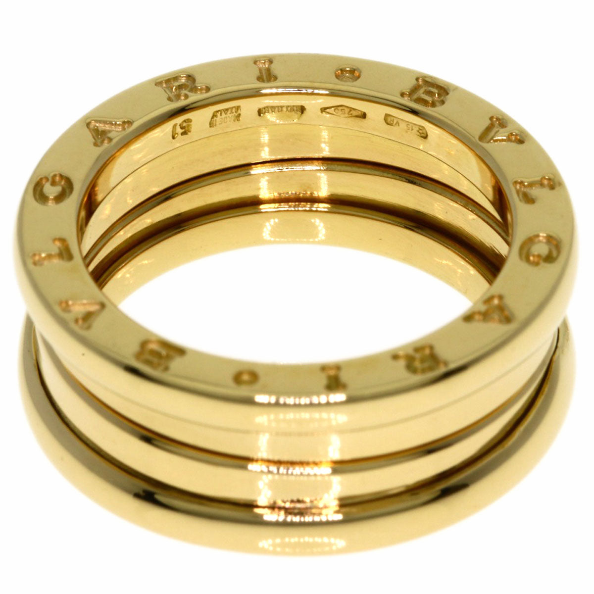 BVLGARI B.zero1 2 Band #51 Ring K18 Yellow Gold Ladies [Used]