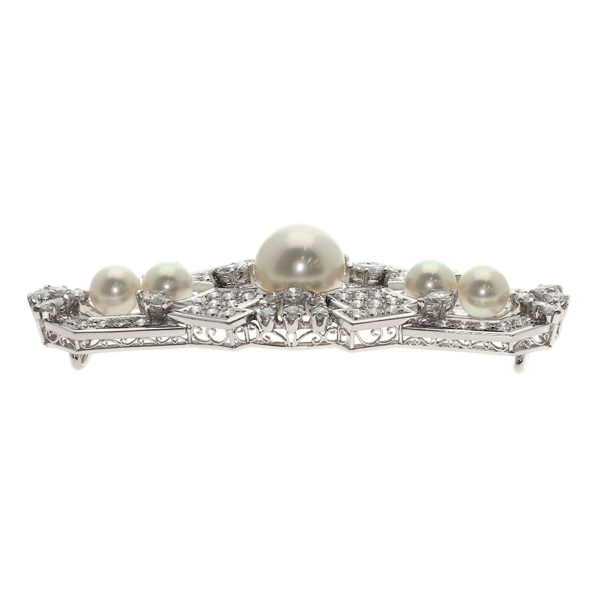 MIKIMOTO Pearl Pearl Diamond Obi closure Platinum PT900 Ladies [Used]