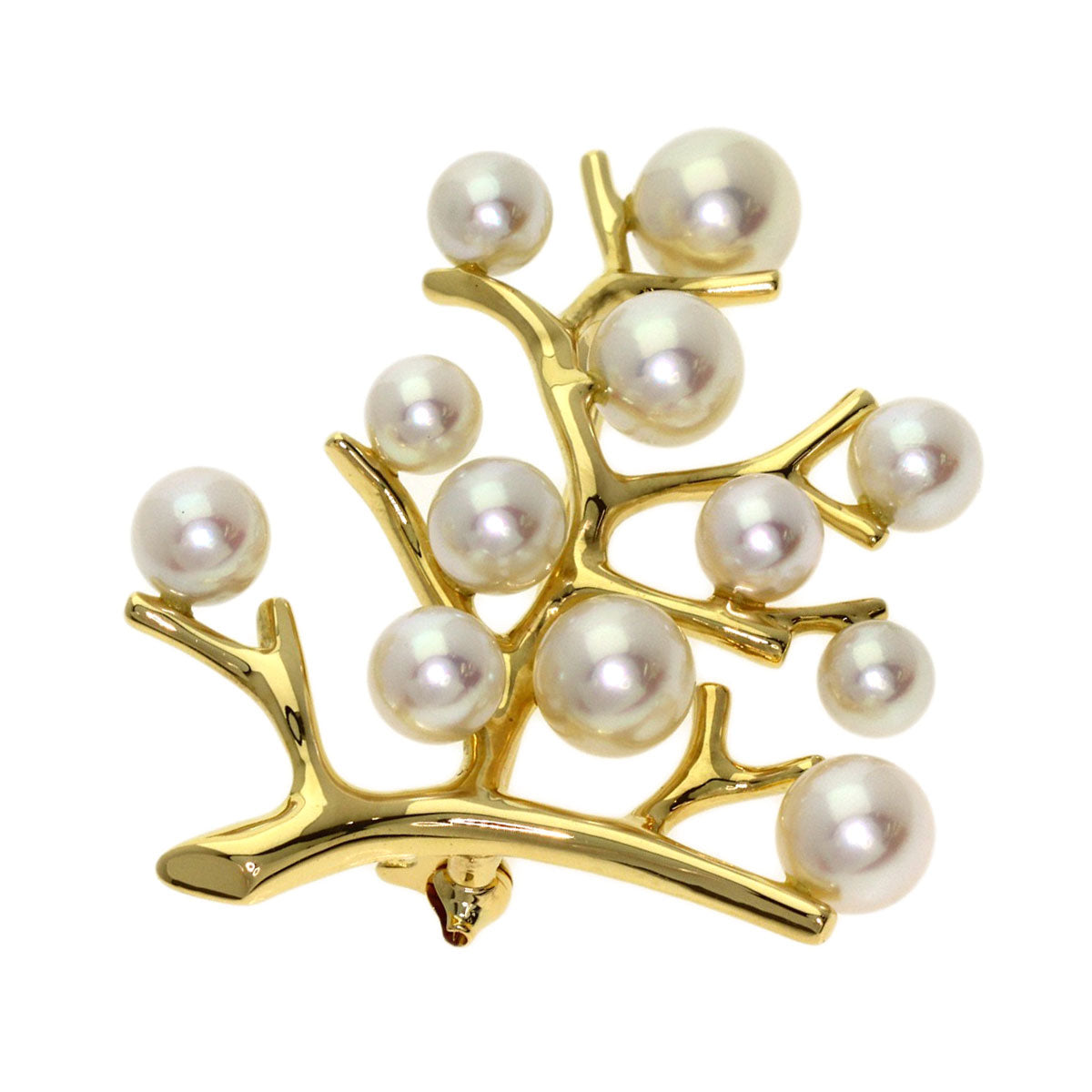 MIKIMOTO Tree of Happiness Pearl Pearl Brooch K18 Yellow Gold Ladies [Used]