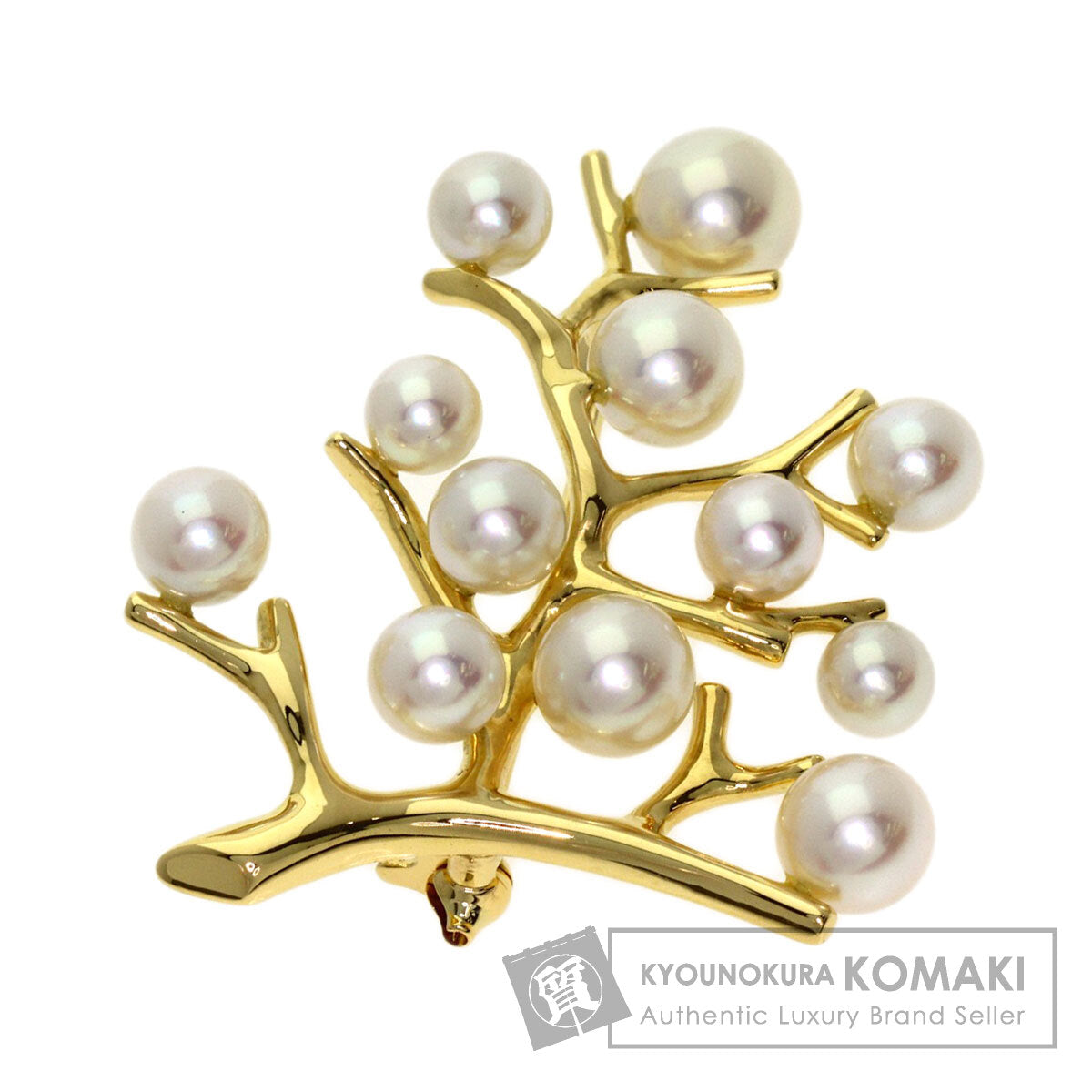 MIKIMOTO Tree of Happiness Pearl Pearl Brooch K18 Yellow Gold Ladies [Used]