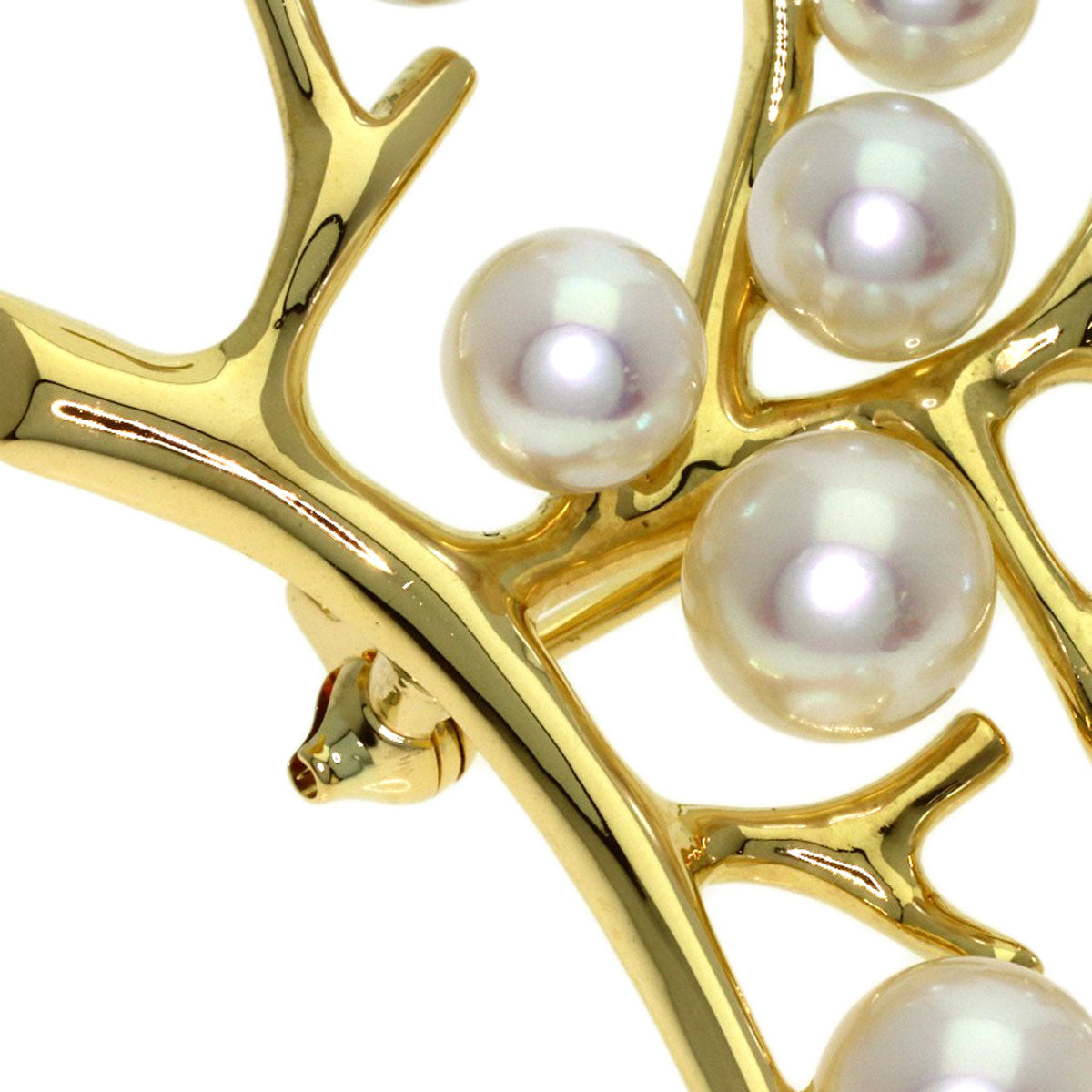 MIKIMOTO Tree of Happiness Pearl Pearl Brooch K18 Yellow Gold Ladies [Used]