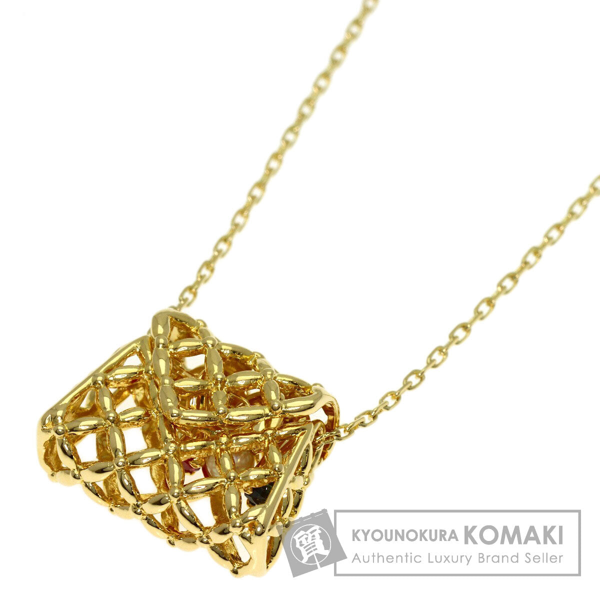 MIKIMOTO Bag motif Pearl Pearl Necklace K18 Yellow Gold Ladies [Used]