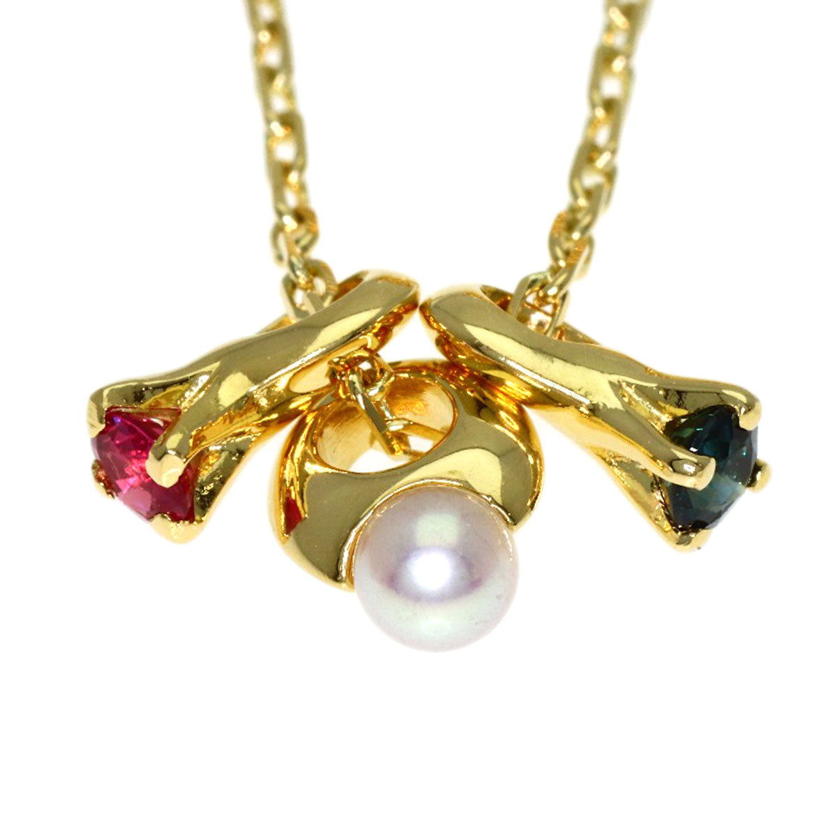 MIKIMOTO Bag motif Pearl Pearl Necklace K18 Yellow Gold Ladies [Used]
