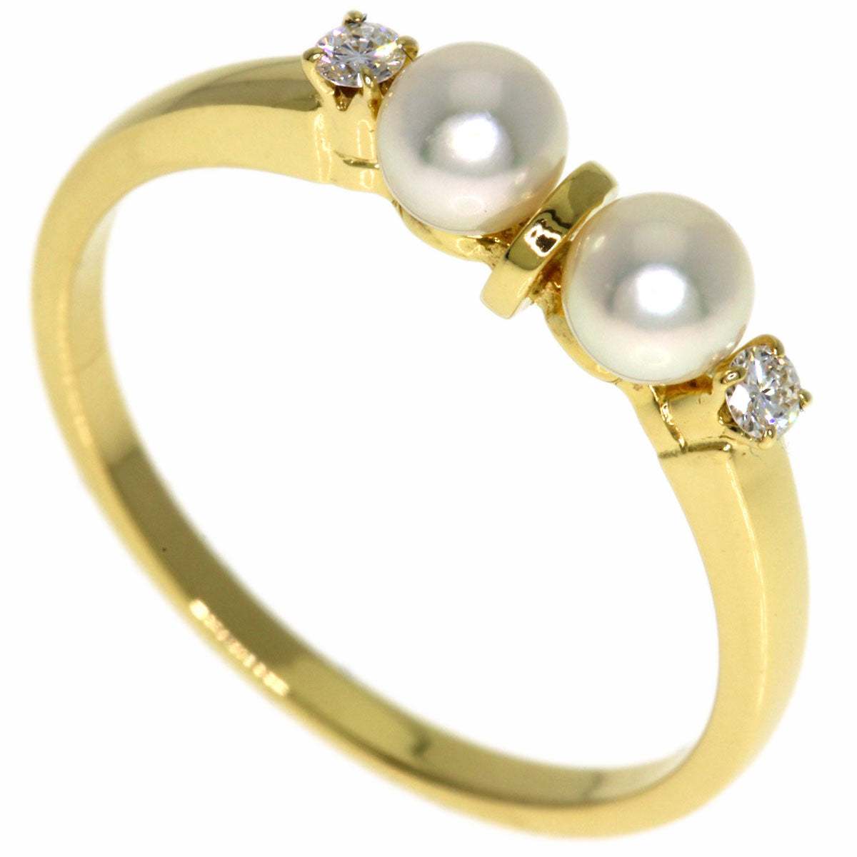 MIKIMOTO Baby Pearl Pearl Diamond Ring K18 Yellow Gold Ladies [Used]
