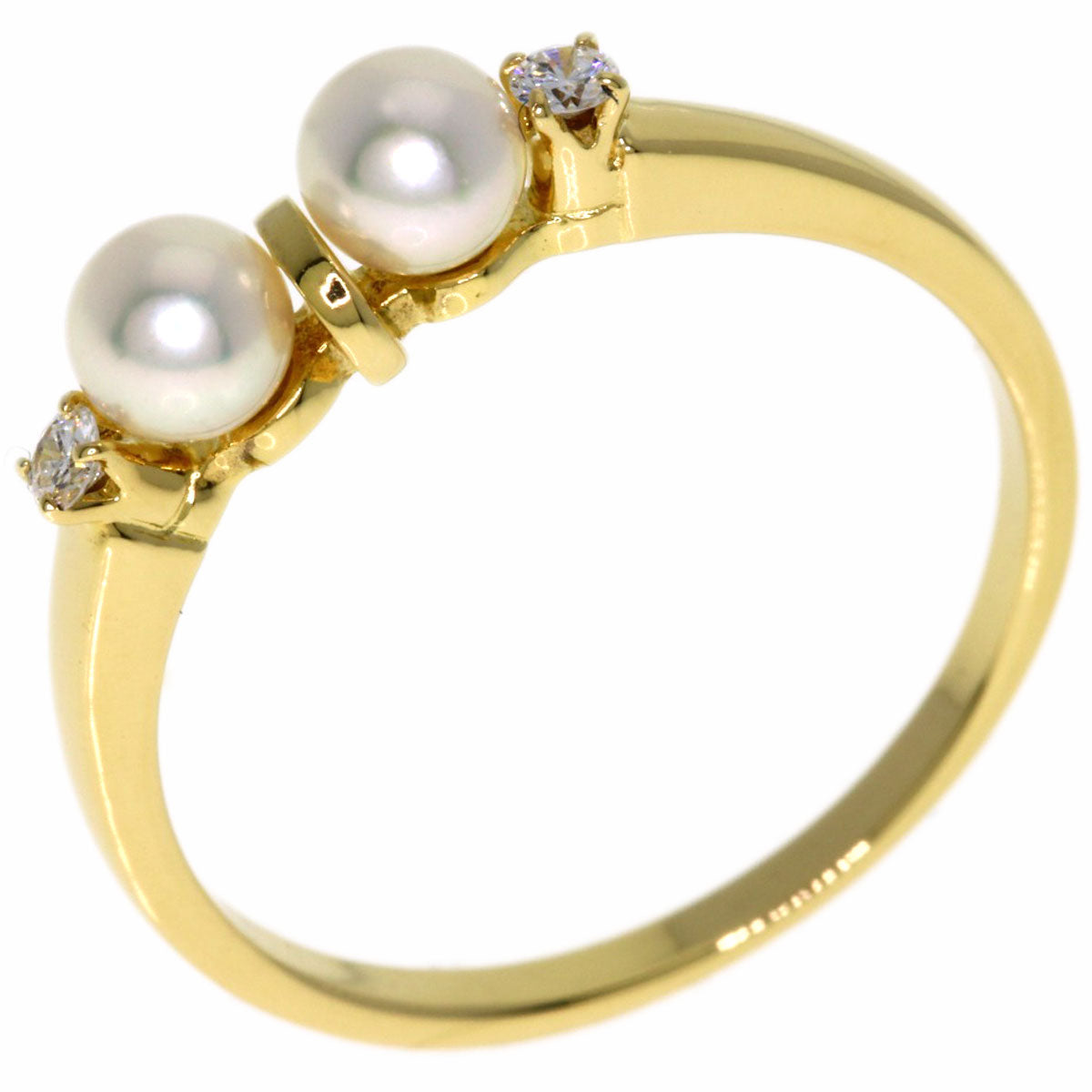 MIKIMOTO Baby Pearl Pearl Diamond Ring K18 Yellow Gold Ladies [Used]