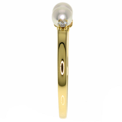 MIKIMOTO Baby Pearl Pearl Diamond Ring K18 Yellow Gold Ladies [Used]