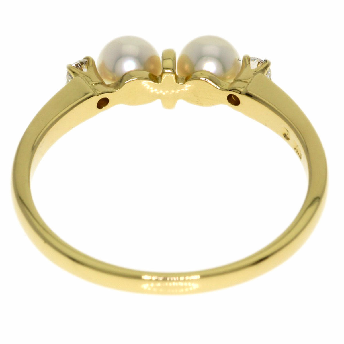 MIKIMOTO Baby Pearl Pearl Diamond Ring K18 Yellow Gold Ladies [Used]