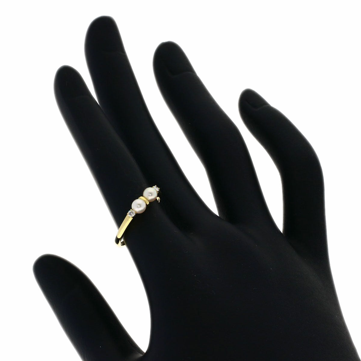 MIKIMOTO Baby Pearl Pearl Diamond Ring K18 Yellow Gold Ladies [Used]