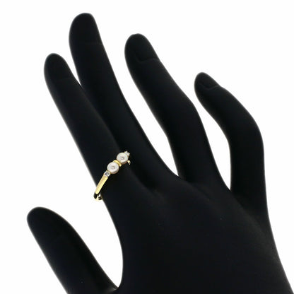 MIKIMOTO Baby Pearl Pearl Diamond Ring K18 Yellow Gold Ladies [Used]
