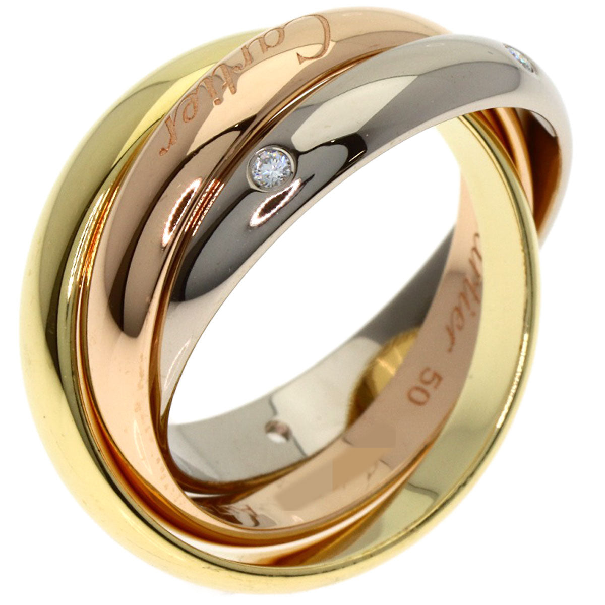 CARTIER Trinity 5P Diamond #50 Ring K18 Yellow Gold 18K Pink GoldLadies [Used]