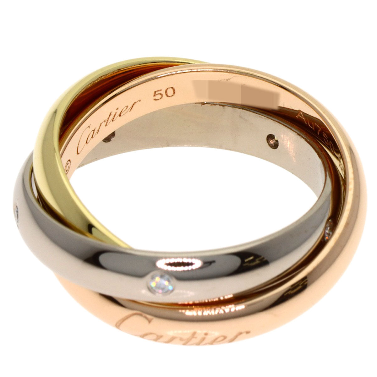 CARTIER Trinity 5P Diamond #50 Ring K18 Yellow Gold 18K Pink GoldLadies [Used]