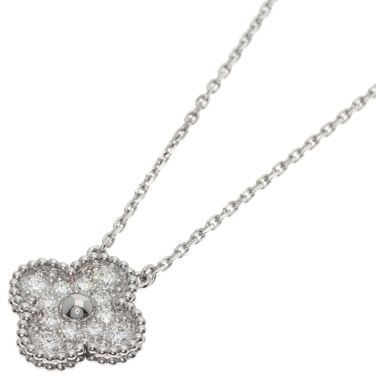 Van Cleef & Arpels Vintage Alhambra Diamond Necklace K18 White Gold Ladies [Used]