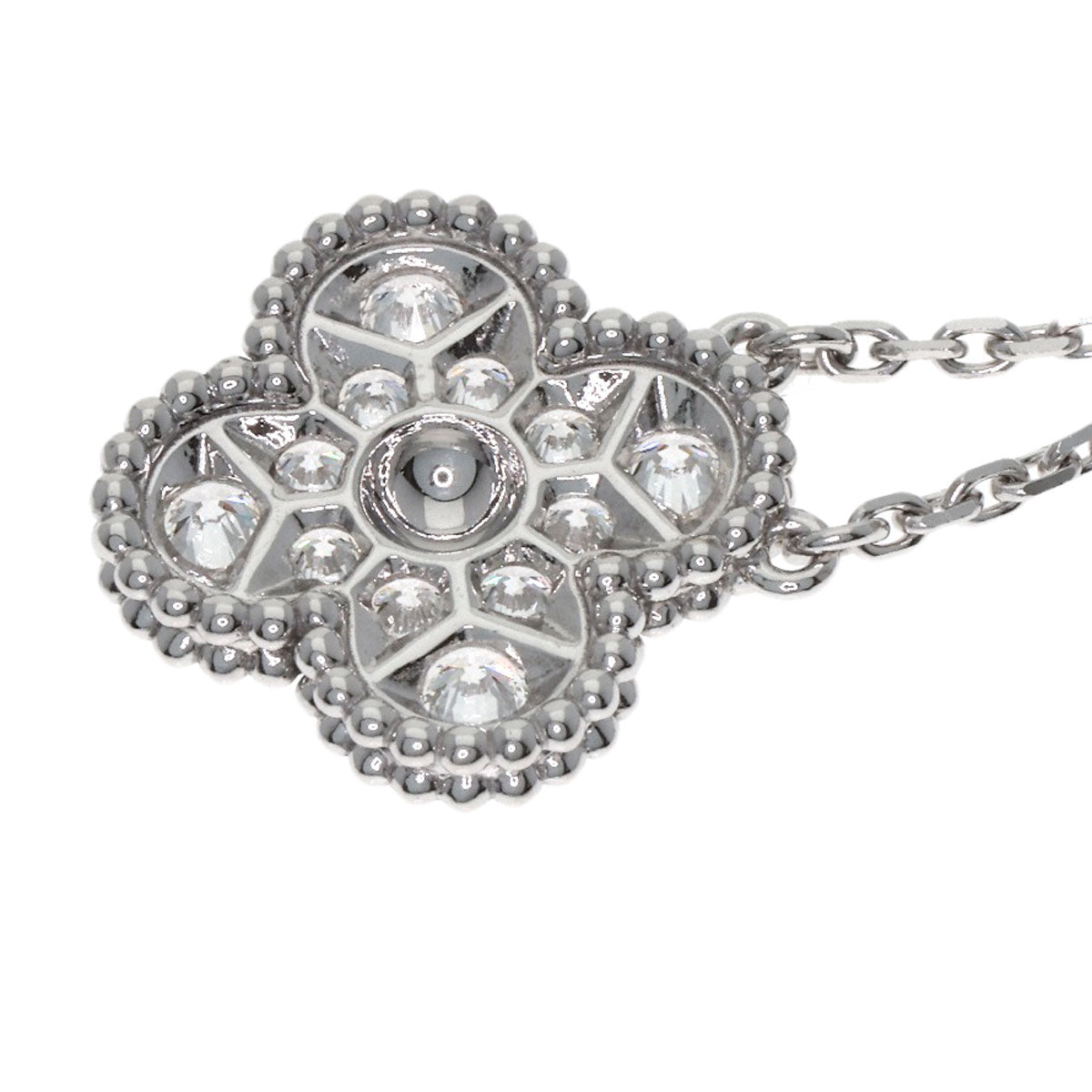 Van Cleef & Arpels Vintage Alhambra Diamond Necklace K18 White Gold Ladies [Used]