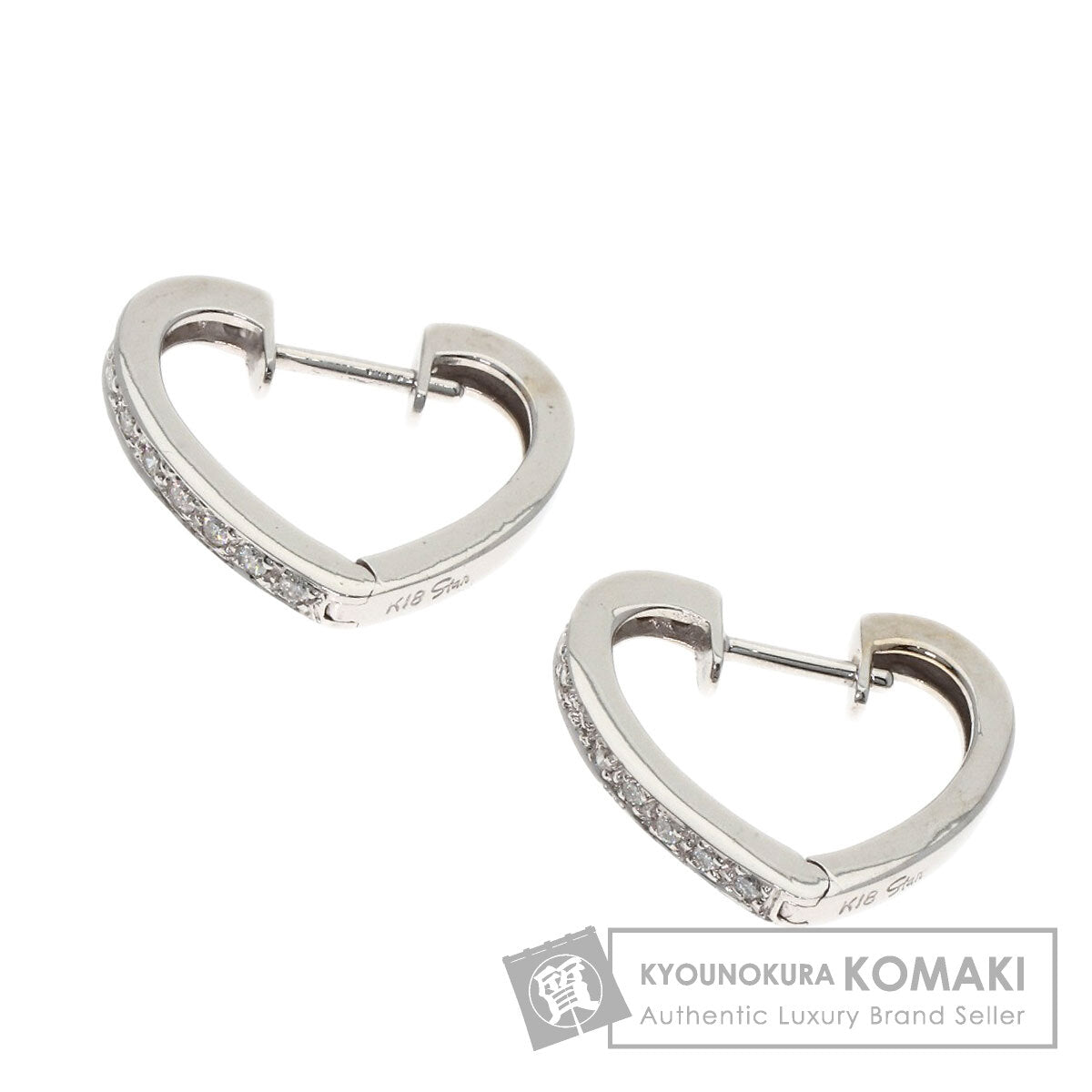 STAR JEWELRY Heart Diamond earring K18 White Gold Ladies [Used]