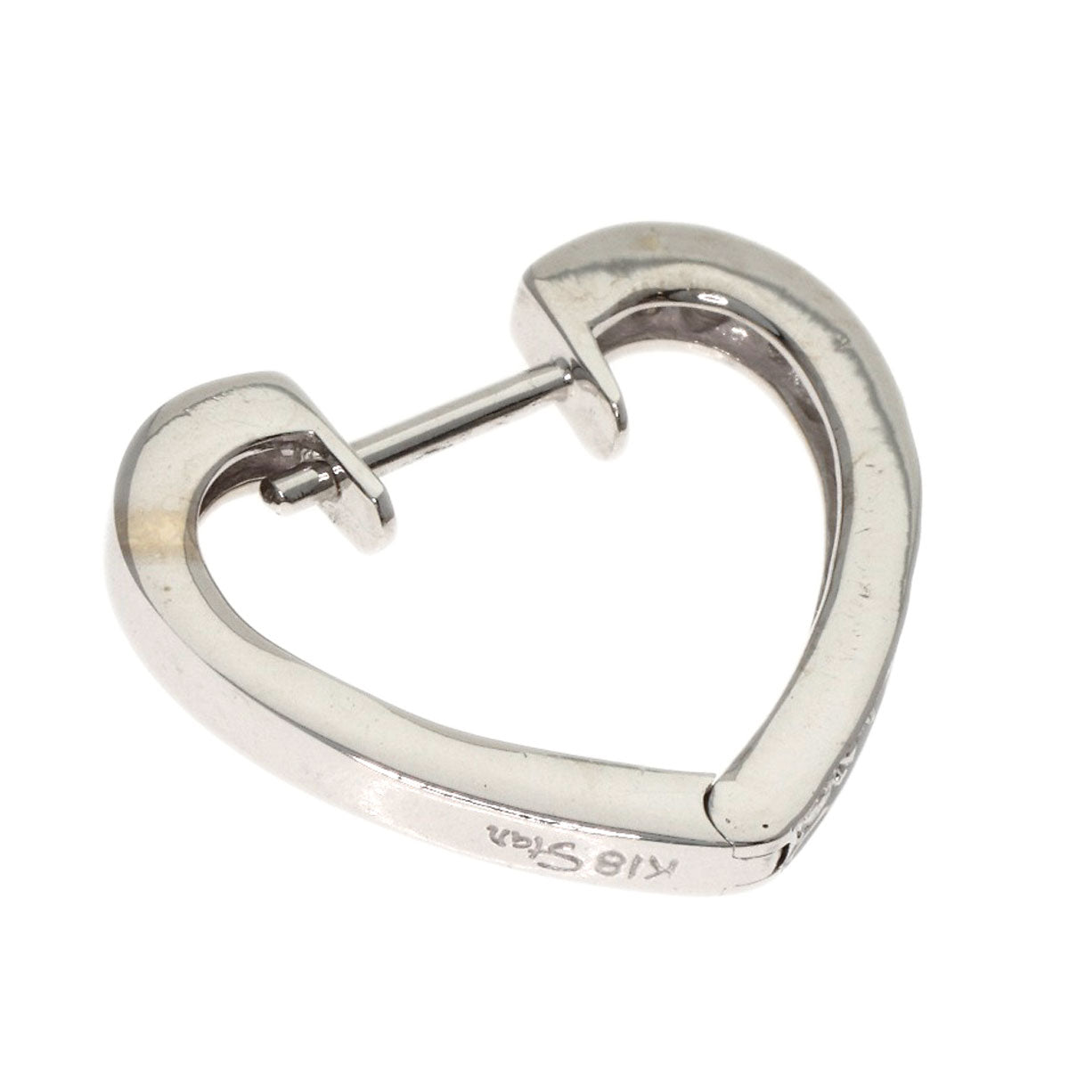 STAR JEWELRY Heart Diamond earring K18 White Gold Ladies [Used]