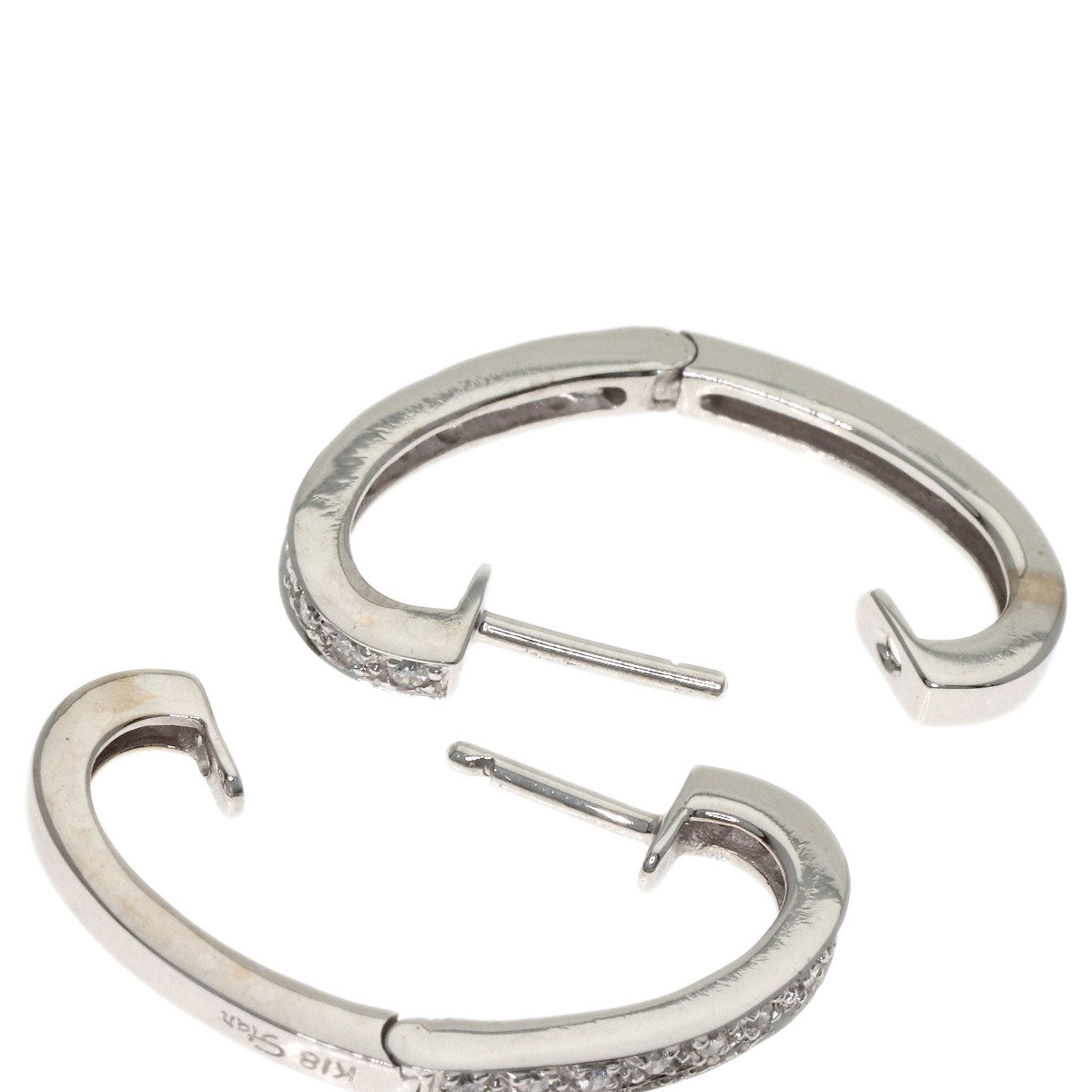 STAR JEWELRY Heart Diamond earring K18 White Gold Ladies [Used]