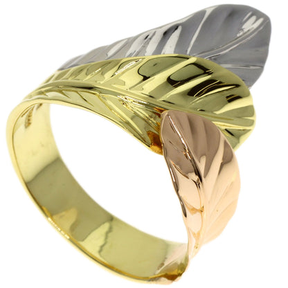 Feather motif Ring K18 Yellow Gold PT900 7.1g　Ladies