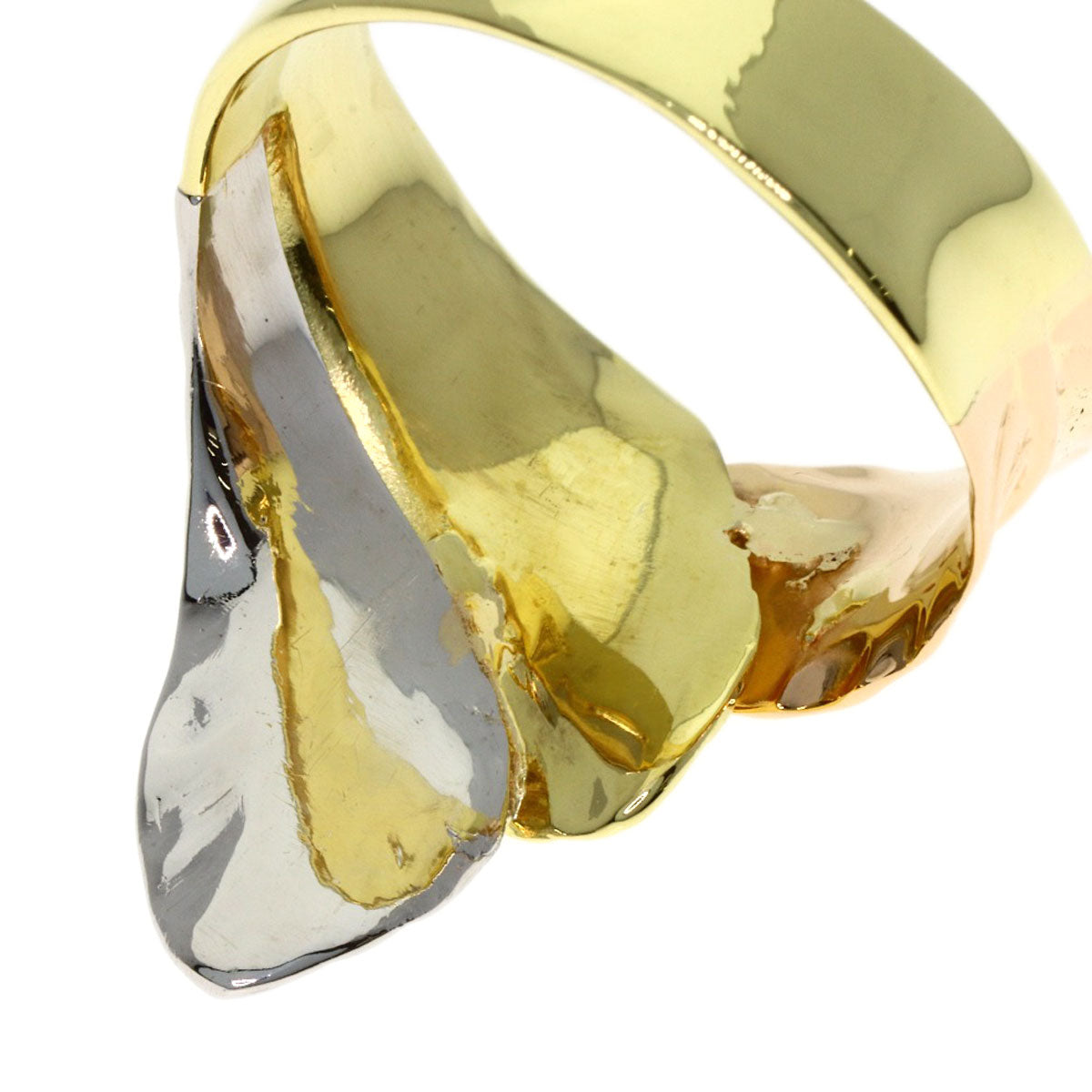 Feather motif Ring K18 Yellow Gold PT900 7.1g　Ladies