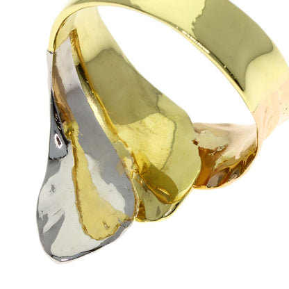 Feather motif Ring K18 Yellow Gold PT900 7.1g　Ladies