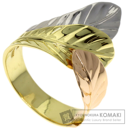 Feather motif Ring K18 Yellow Gold PT900 7.1g　Ladies