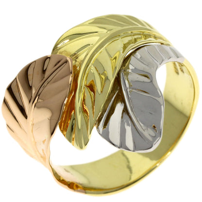Feather motif Ring K18 Yellow Gold PT900 7.1g　Ladies