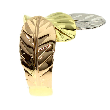 Feather motif Ring K18 Yellow Gold PT900 7.1g　Ladies