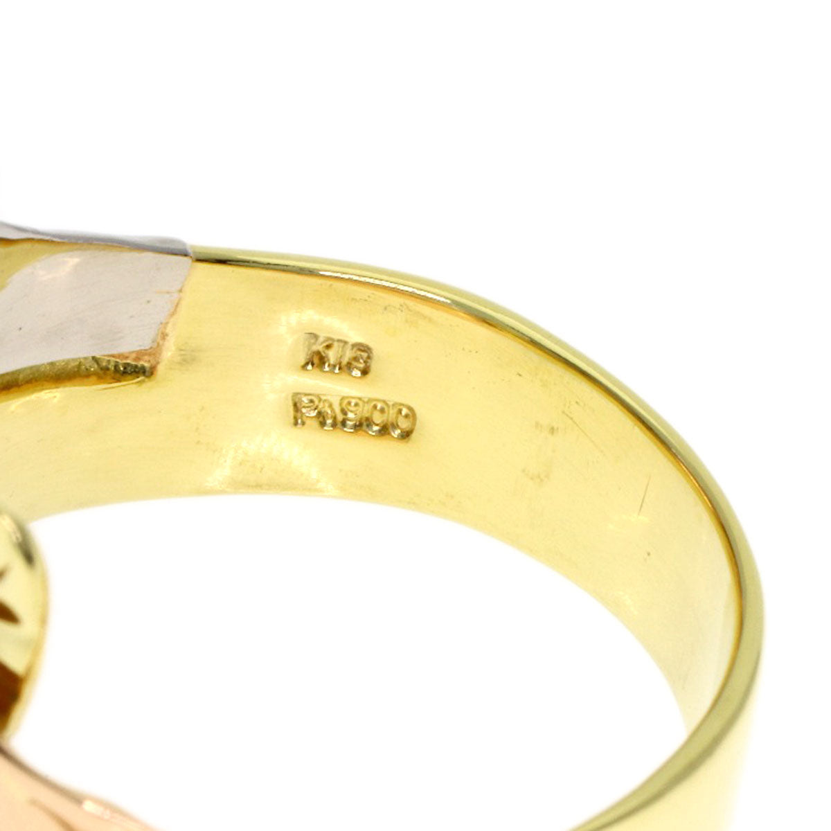 Feather motif Ring K18 Yellow Gold PT900 7.1g　Ladies