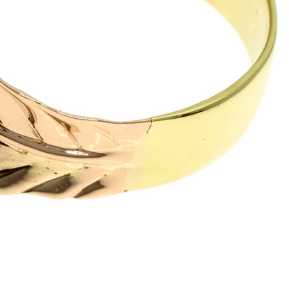 Feather motif Ring K18 Yellow Gold PT900 7.1g　Ladies