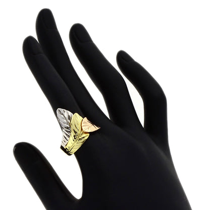 Feather motif Ring K18 Yellow Gold PT900 7.1g　Ladies