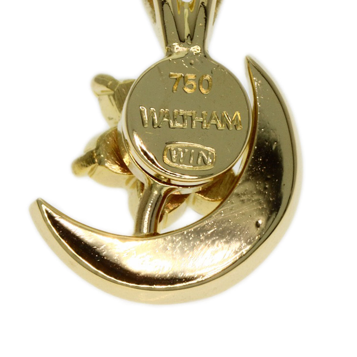 WALTHAM Diamond Star Moon Motif Pendant top K18 Yellow Gold Ladies [Used]
