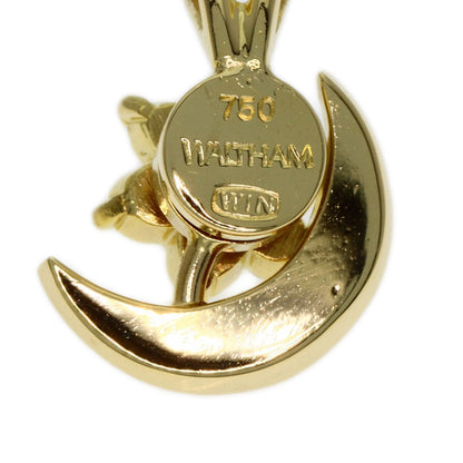 WALTHAM Diamond Star Moon Motif Pendant top K18 Yellow Gold Ladies [Used]
