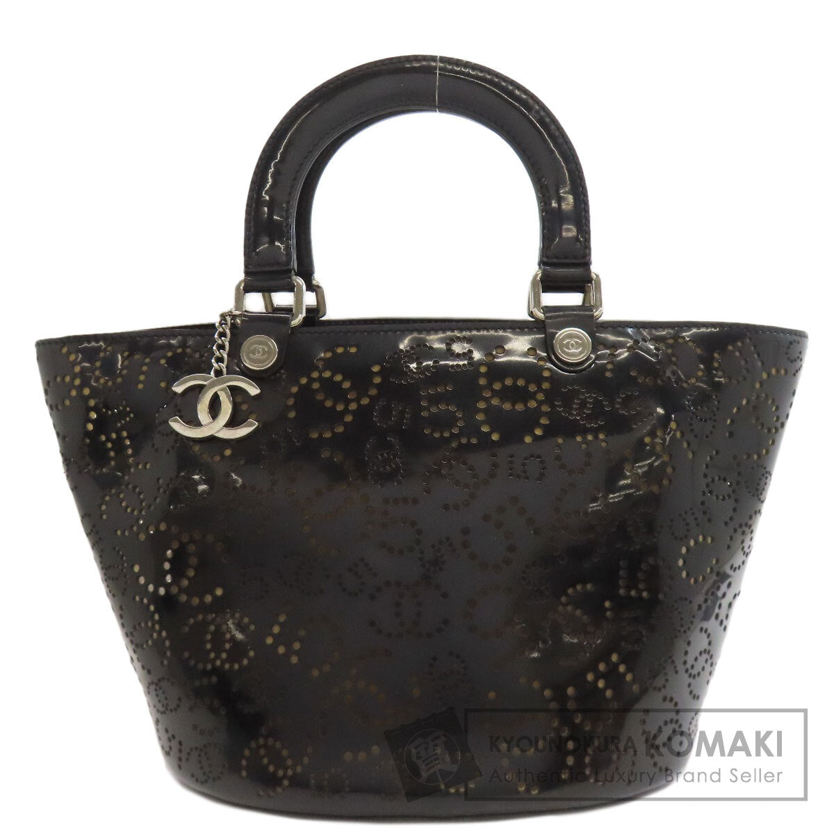 CHANEL Punching COCO Mark SilverHardware Handbag Enamel Ladies [Used]