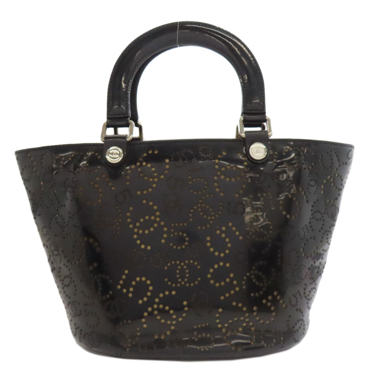 CHANEL Punching COCO Mark SilverHardware Handbag Enamel Ladies [Used]