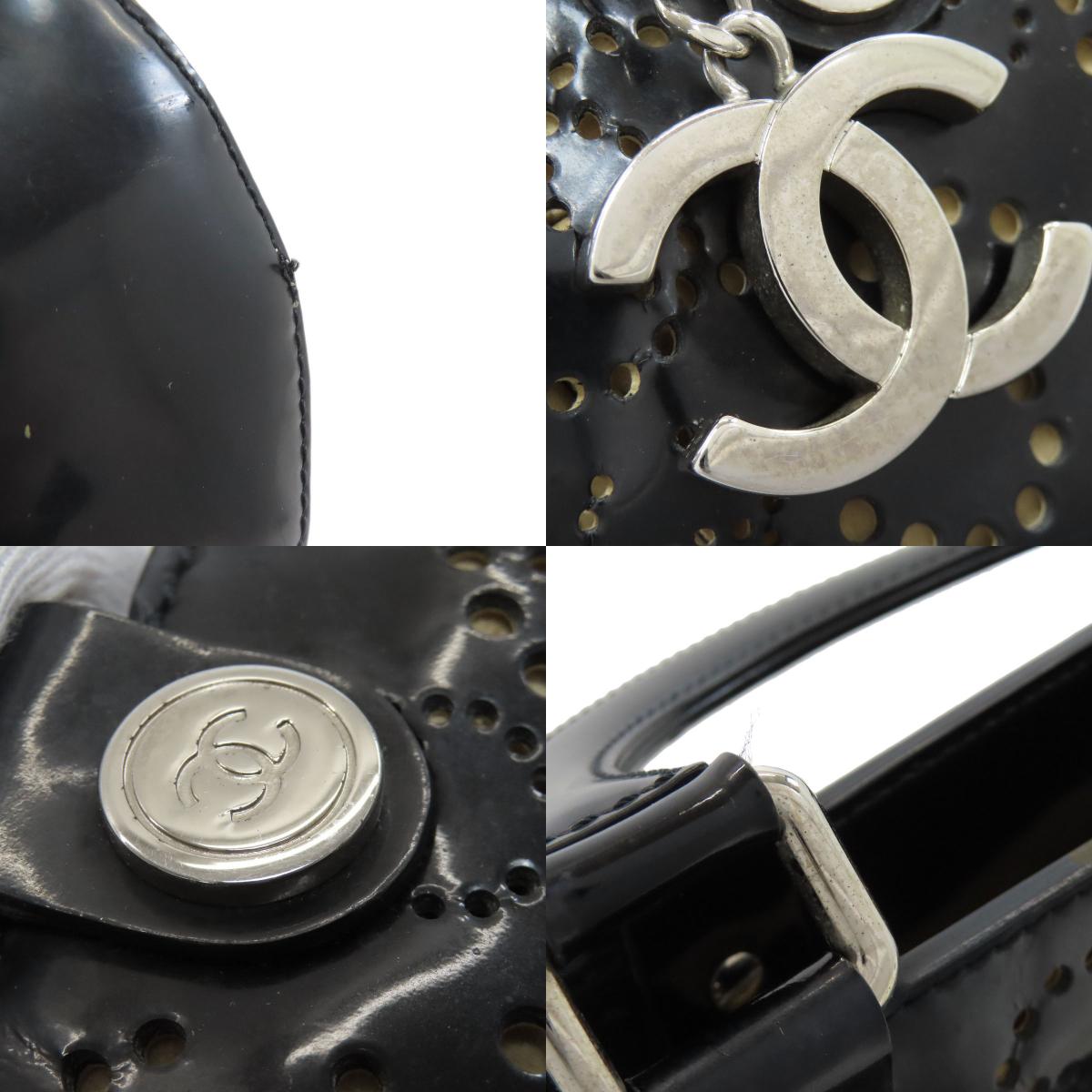 CHANEL Punching COCO Mark SilverHardware Handbag Enamel Ladies [Used]