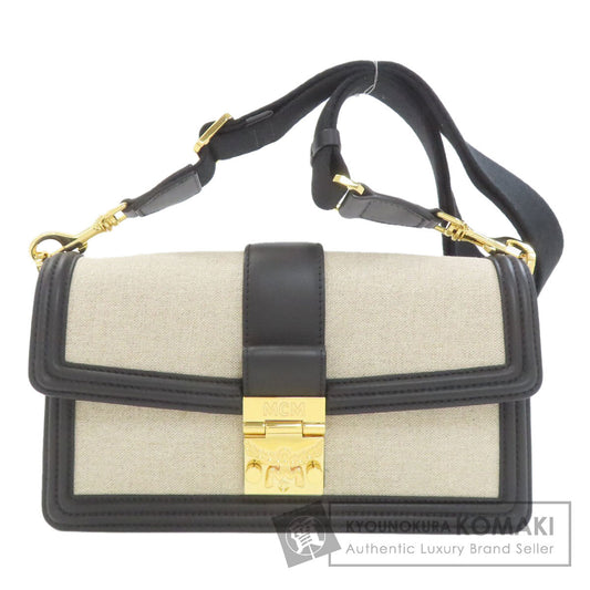 MCM Logo Hardware Tote Bag Canvas LeatherLadies [Used]