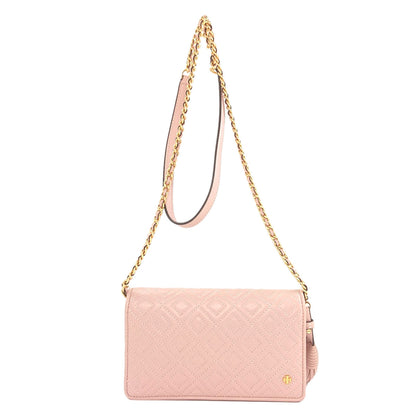 Tory Burch Shoulder wallet with stitching Long wallet (with coin pocket) Leather Ladies [Used]