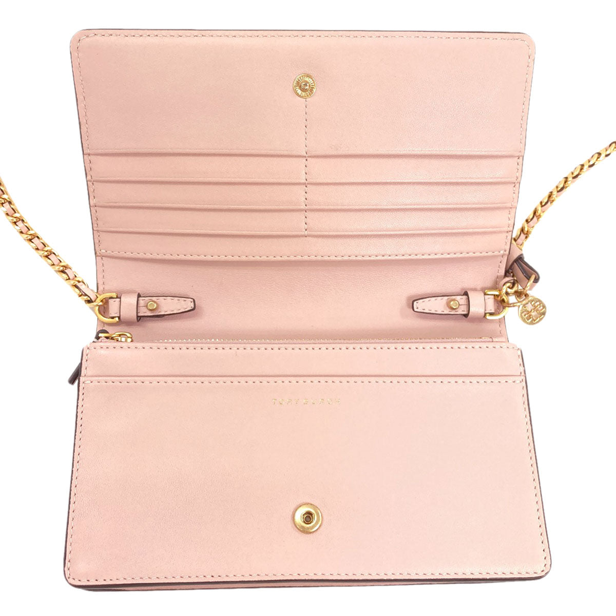Tory Burch Shoulder wallet with stitching Long wallet (with coin pocket) Leather Ladies [Used]