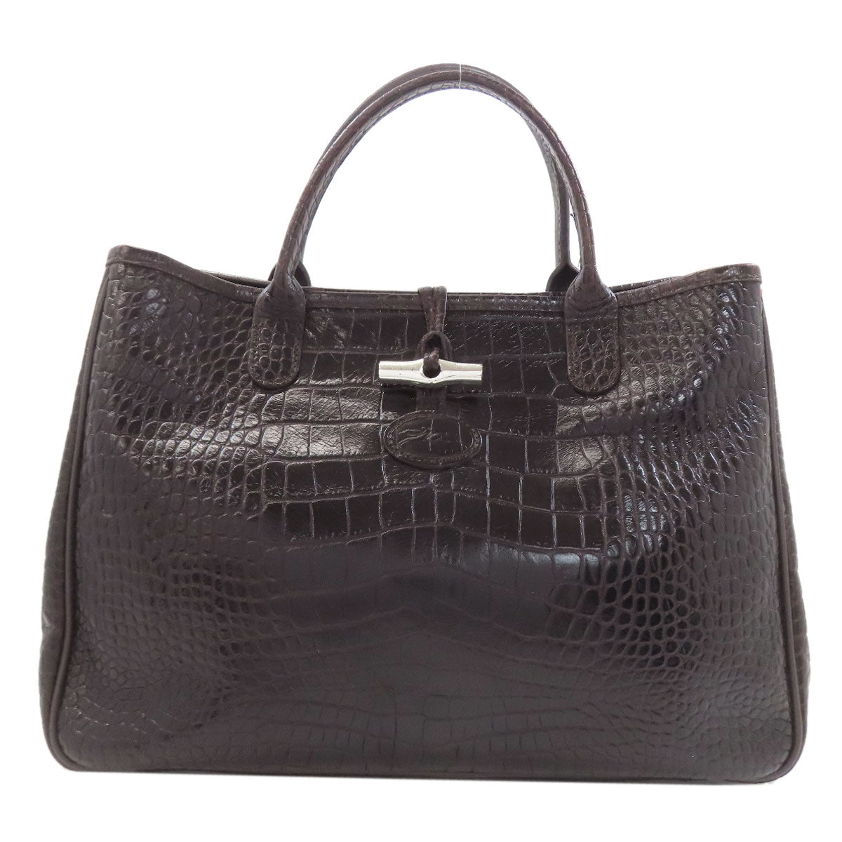 Longchamp Le Roseau embossed Tote Bag Leather Ladies [Used]